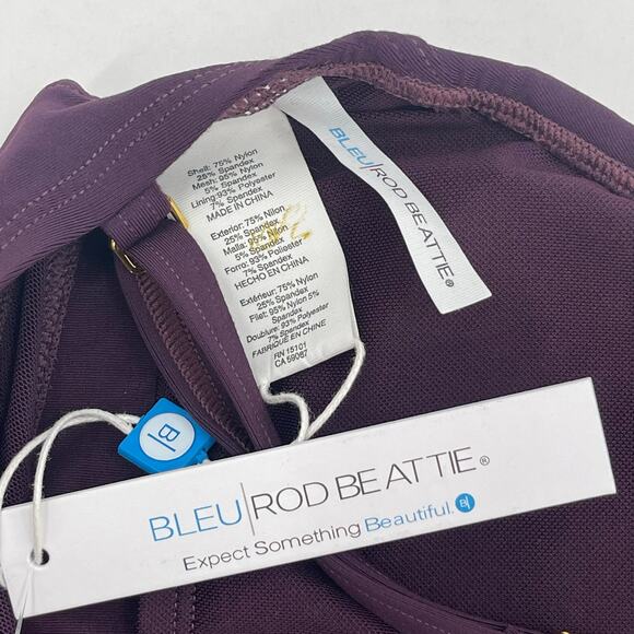 BLEU ROD BEATTIE Swimsuit Size 8 NWT One Piece Don't Mesh With Me Surplice Swim - Picture 5 of 15